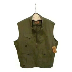 Men's XL Utility Vest Green Quick Dry Outdoor Fishing Hiking